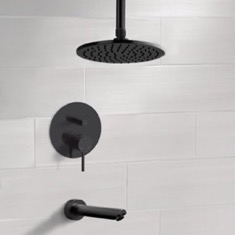 Matte Black Ceiling Tub and Shower Faucet Set